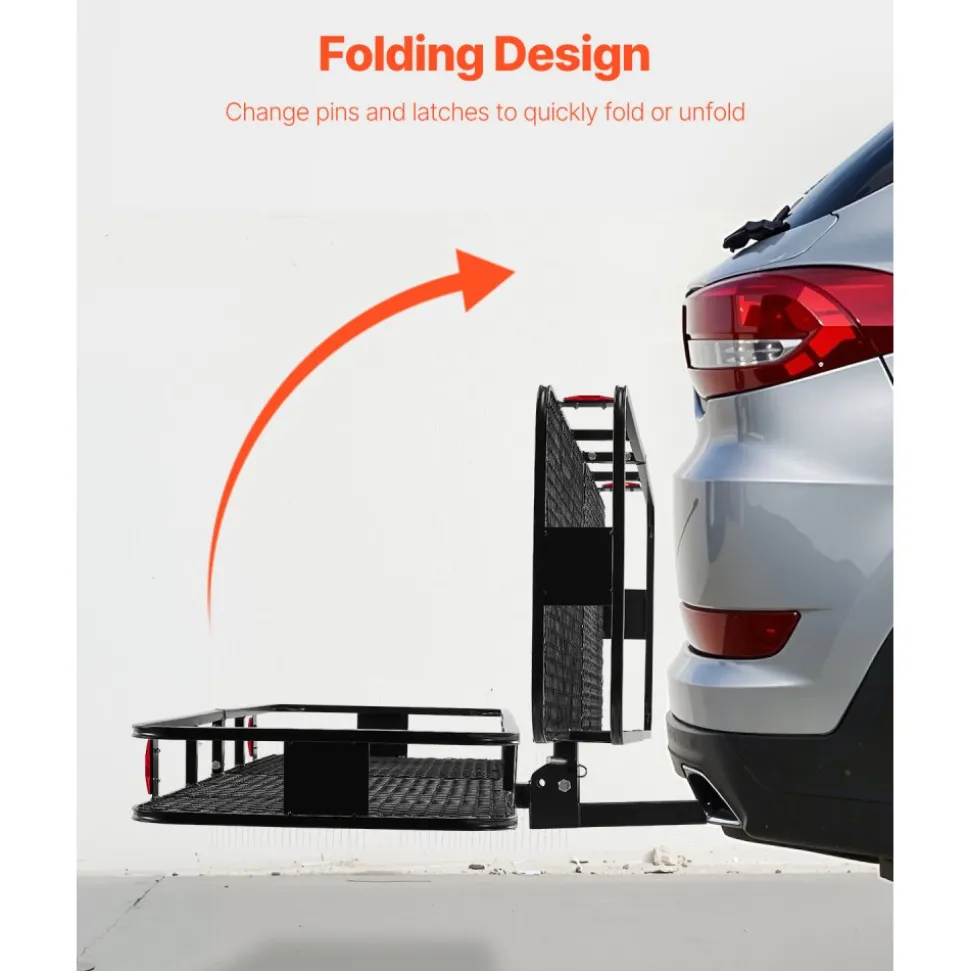 VEVOR 70" x 30" x 6", Hitch Cargo Carrier, 500 lbs Capacity Hitch Cargo Carrier with Nighttime Reflective Reminder, Folding Hitch Mount Cargo Carrier with Hitch Lock for 2" Receiver, Fit for SUVs