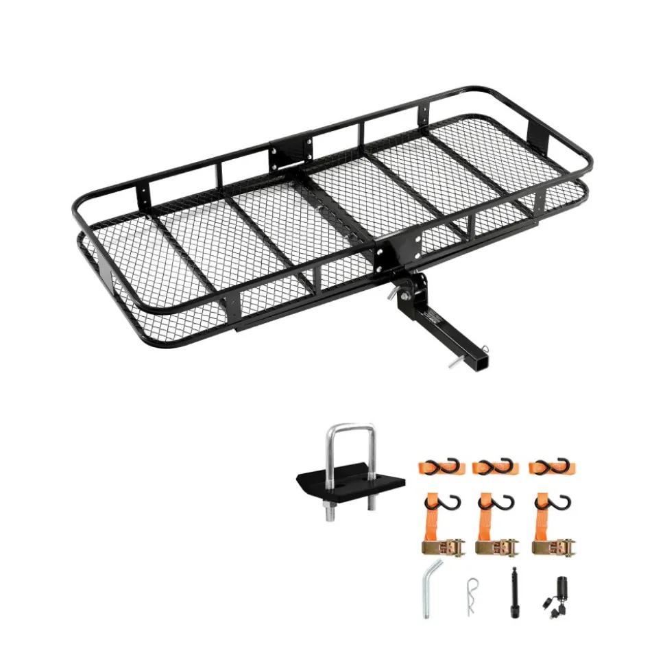 VEVOR 70" x 30" x 6", Hitch Cargo Carrier, 500 lbs Capacity Hitch Cargo Carrier with Nighttime Reflective Reminder, Folding Hitch Mount Cargo Carrier with Hitch Lock for 2" Receiver, Fit for SUVs