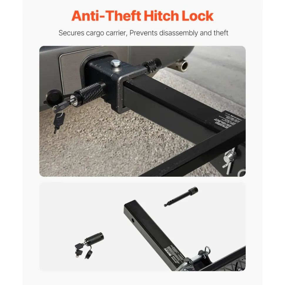 VEVOR 70" x 30" x 6", Hitch Cargo Carrier, 500 lbs Capacity Hitch Cargo Carrier with Nighttime Reflective Reminder, Folding Hitch Mount Cargo Carrier with Hitch Lock for 2" Receiver, Fit for SUVs