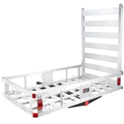 VEVOR 50 x 29.5 x 8.7 inch Hitch Cargo Carrier, 500lbs Capacity Trailer Hitch Mounted Cargo Basket, Aluminum Luggage Carrier Rack with Folding Ramp, Fits 2