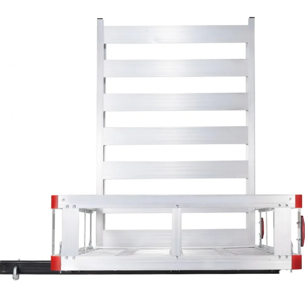 VEVOR 50 x 29.5 x 8.7 inch Hitch Cargo Carrier, 500lbs Capacity Trailer Hitch Mounted Cargo Basket, Aluminum Luggage Carrier Rack with Folding Ramp, Fits 2" Hitch Receiver for SUV Truck Pickup Camping