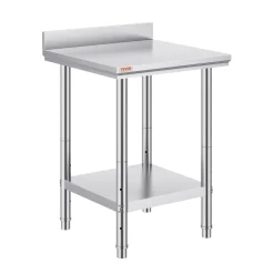 VEVOR 24 x 24 x 35 Inch Stainless Steel Work Table, Commercial Food Prep Worktable Heavy Duty Prep Worktable, Metal Work Table with Adjustable Height for Restaurant, Home and Hotel