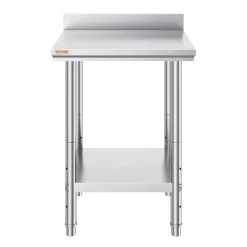 VEVOR 24 x 24 x 35 Inch Stainless Steel Work Table, Commercial Food Prep Worktable Heavy Duty Prep Worktable, Metal Work Table with Adjustable Height for Restaurant, Home and Hotel