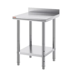 VEVOR 24 x 24 x 35 Inch Stainless Steel Work Table, Commercial Food Prep Worktable Heavy Duty Prep Worktable, Metal Work Table with Adjustable Height for Restaurant, Home and Hotel