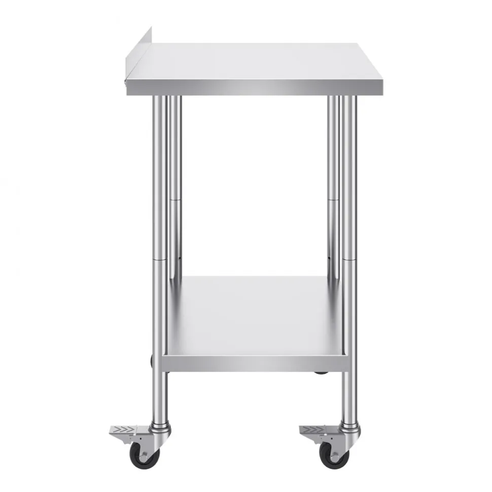 VEVOR 24 x 30 x 40 Inch Stainless Steel Work Table, Commercial Food Prep Worktable with Casters, Heavy Duty Prep Worktable, Metal Work Table with Adjustable Height for Restaurant, Home and Hotel