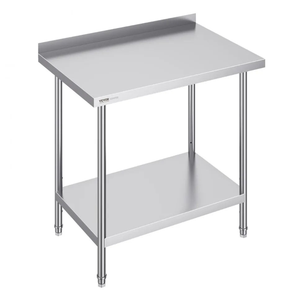 VEVOR 24 x 36 x 36 Inch Stainless Steel Work Table, Commercial Food Prep Worktable Heavy Duty Prep Worktable, Metal Work Table with Adjustable Height for Restaurant, Home and Hotel