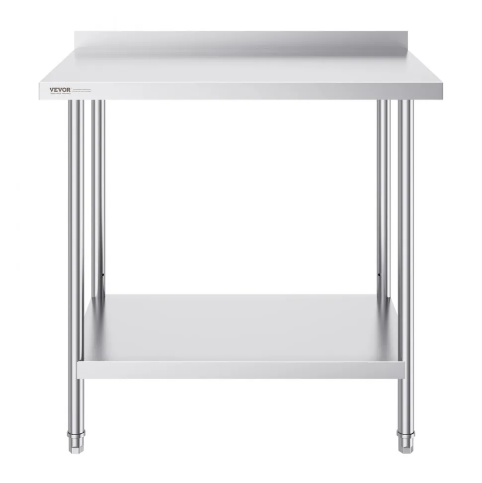 VEVOR 24 x 36 x 36 Inch Stainless Steel Work Table, Commercial Food Prep Worktable Heavy Duty Prep Worktable, Metal Work Table with Adjustable Height for Restaurant, Home and Hotel