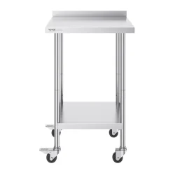 VEVOR 24 x 24 x 40 Inch Stainless Steel Work Table, Commercial Food Prep Worktable with Casters, Heavy Duty Prep Worktable, Metal Work Table with Adjustable Height for Restaurant, Home and Hotel
