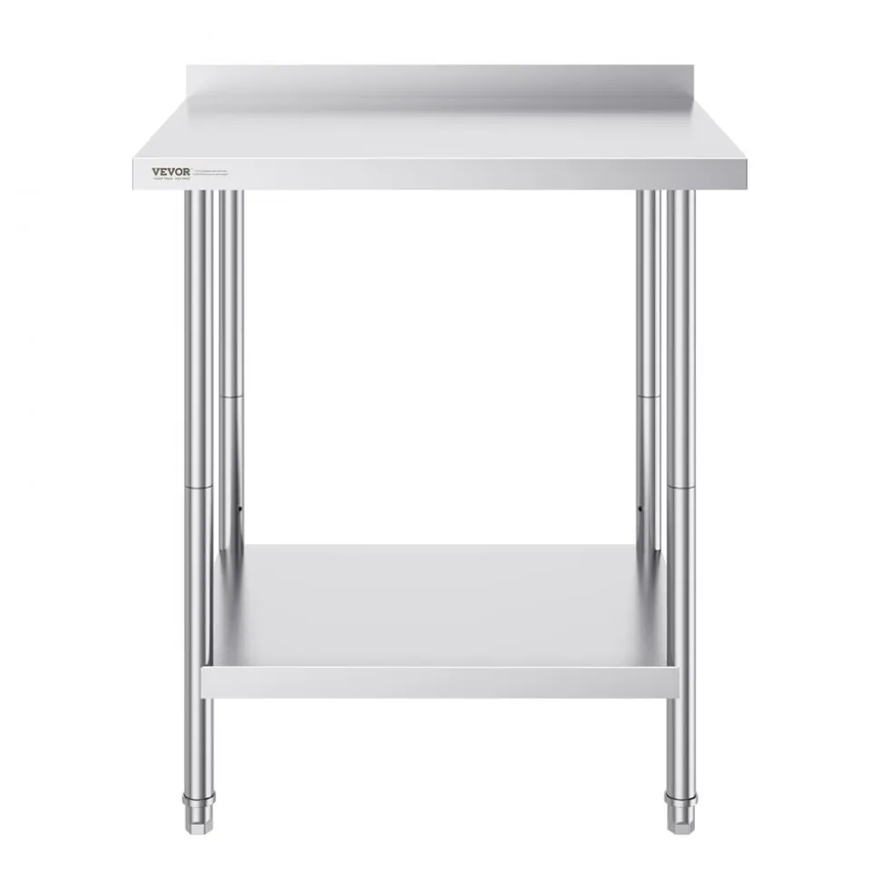 VEVOR 24 x 30 x 36 Inch Stainless Steel Work Table, Commercial Food Prep Worktable Heavy Duty Prep Worktable, Metal Work Table with Adjustable Height for Restaurant, Home and Hotel