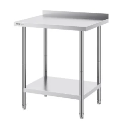 VEVOR 24 x 30 x 36 Inch Stainless Steel Work Table, Commercial Food Prep Worktable Heavy Duty Prep Worktable, Metal Work Table with Adjustable Height for Restaurant, Home and Hotel
