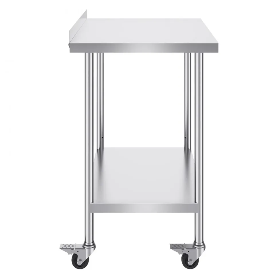 VEVOR 24 x 36 x 40 Inch Stainless Steel Work Table, Commercial Food Prep Worktable with Casters, Heavy Duty Prep Worktable, Metal Work Table with Adjustable Height for Restaurant, Home and Hotel