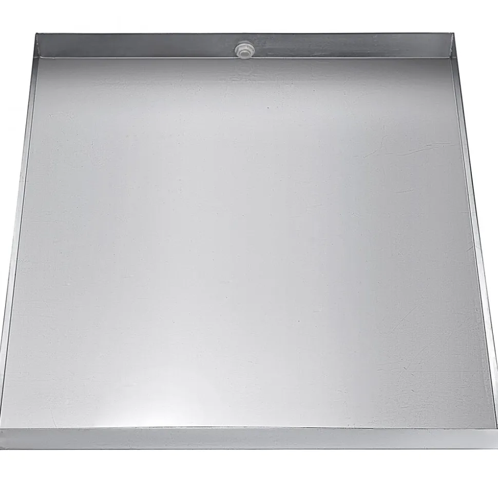 VEVOR 32 x 30 x 2.5 Inch Washing Machine Pan 18 GA Thickness Galvanized Steel Heavy Duty Compact Washer Drip Tray with Drain Hole & Hose Adapter