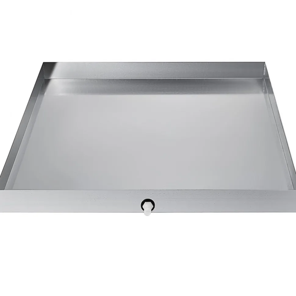 VEVOR 32 x 30 x 2.5 Inch Washing Machine Pan 18 GA Thickness Galvanized Steel Heavy Duty Compact Washer Drip Tray with Drain Hole & Hose Adapter