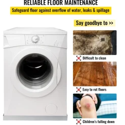 VEVOR 32 x 30 x 2.5 Inch Washing Machine Pan 18 GA Thickness Galvanized Steel Heavy Duty Compact Washer Drip Tray with Drain Hole & Hose Adapter