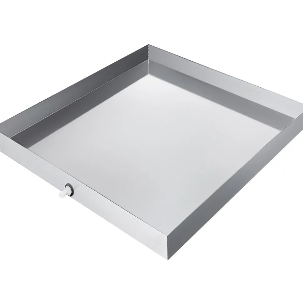 VEVOR 32 x 32 x 2.5 Inch Washing Machine Pan 18 GA Thickness 304 Stainless Steel Heavy Duty Compact Washer Drip Tray with Drain Hole & Hose Adapter