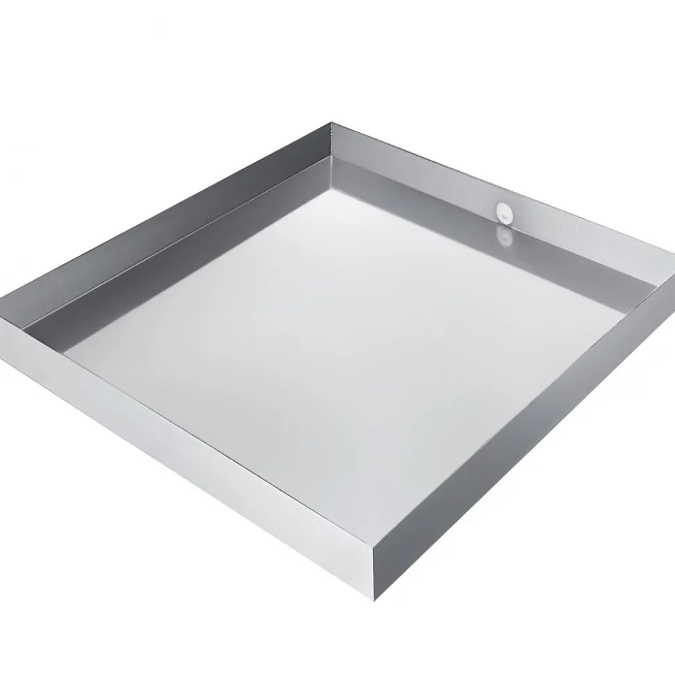 VEVOR 32 x 32 x 2.5 Inch Washing Machine Pan 18 GA Thickness 304 Stainless Steel Heavy Duty Compact Washer Drip Tray with Drain Hole & Hose Adapter