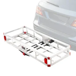 VEVOR 49.4 x 22.4 x 7.1 in Hitch Cargo Carrier, 500lbs Loading Capacity Trailer Hitch Mounted Cargo Basket, Rust-proof Aluminum Luggage Carrier Rack Fits 2