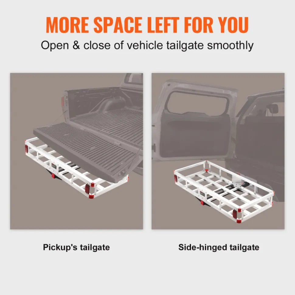 VEVOR 49.4 x 22.4 x 7.1 in Hitch Cargo Carrier, 500lbs Loading Capacity Trailer Hitch Mounted Cargo Basket, Rust-proof Aluminum Luggage Carrier Rack Fits 2" Hitch Receiver for SUV Truck Pickup Camping
