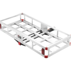 VEVOR 49.4 x 22.4 x 7.1 in Hitch Cargo Carrier, 500lbs Loading Capacity Trailer Hitch Mounted Cargo Basket, Rust-proof Aluminum Luggage Carrier Rack Fits 2