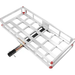 VEVOR 49.4 x 22.4 x 7.1 in Hitch Cargo Carrier, 500lbs Loading Capacity Trailer Hitch Mounted Cargo Basket, Rust-proof Aluminum Luggage Carrier Rack Fits 2