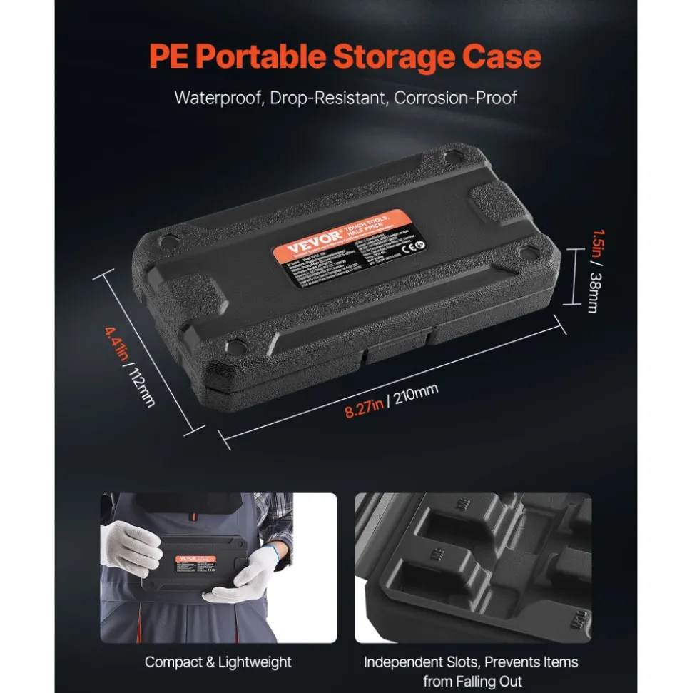 VEVOR XZN Triple Square Spline Bit Socket Set, 10-Piece M4 - M18, Premium Cr-V Steel, 1/4 in, 3/8 in, and 1/2 in Drives, with Enhanced Storage Case, Triple Square Socket Set for Hand Use, Automotive