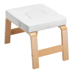 VEVOR Yoga Headstand Bench, 300 lbs Capacity Yoga Inversion Chair for Family Gym, Headstand Trainer with Wood Frame & PU Pad, Stand Yoga Stool for Strength Balance Training, Relieve Fatigue, White