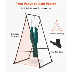 VEVOR Yoga Stand Frame, Max 440.9 lbs Load Swing Stand, Triangular Structure Aerial Rig, Aerial Silk Stands with EVA Foam & 6.6-yard Yoga Hammock, 4-Level Horizontal & 6-Level Vertical Adjustment