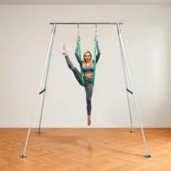 VEVOR Yoga Stand Frame, Max 310 lbs Load Swing Stand, Triangular Structure Pull Up Stands, Aerial Silk Stands with Height Adjustable & Aluminum Frame Legs, Stainless Steel Top Bar