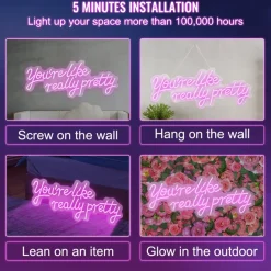 VEVOR You're Like Really Pretty Neon Sign, 27.5" x 12" Pink LED Neon Signs for Wall Decor, Large Lights Sign with Remote Control and Power Adapter, Used for Party, Wedding, Living Room, Office