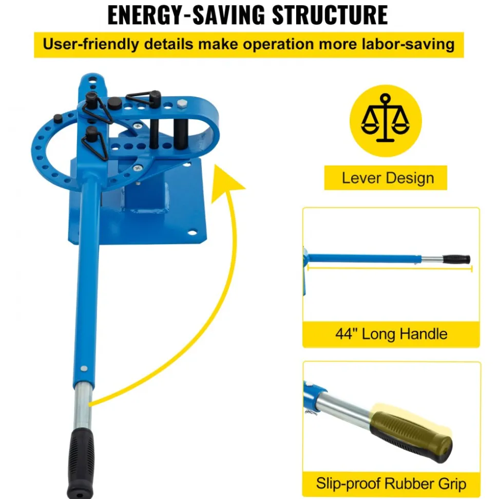 VEVOR YP-9 Manual Bender, Soild Round Square Bar Metal Bender with 7 Bending Dies, Metal Rod Bar Bender Bending Tool for Construction Site Auto Repair