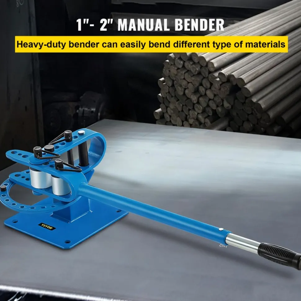 VEVOR YP-9 Manual Bender, Soild Round Square Bar Metal Bender with 7 Bending Dies, Metal Rod Bar Bender Bending Tool for Construction Site Auto Repair