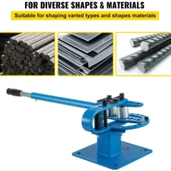 VEVOR YP-9 Manual Bender, Soild Round Square Bar Metal Bender with 7 Bending Dies, Metal Rod Bar Bender Bending Tool for Construction Site Auto Repair