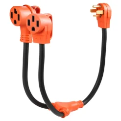 VEVOR Y Splitter Adapter, 30 Amp, 4 Prong Outlet 240 Volt Dryer to EV Charger Adapter, NEMA 14-30P to 14-30R/14-50R, with Grip Handle, Heavy Duty 10 AWG STW Wire, for EV Charger Dryer RV