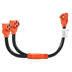 VEVOR Y Splitter Adapter Cord, 50 Amp NEMA 14-50, 4 Prong 240V Splitter for RV and EV, NEMA 14-50P to Dual 14-50R Outlets with Grip Handle, Heavy Duty 6/3+8/1 STW Wire, Outdoor RV Power Extension Cord