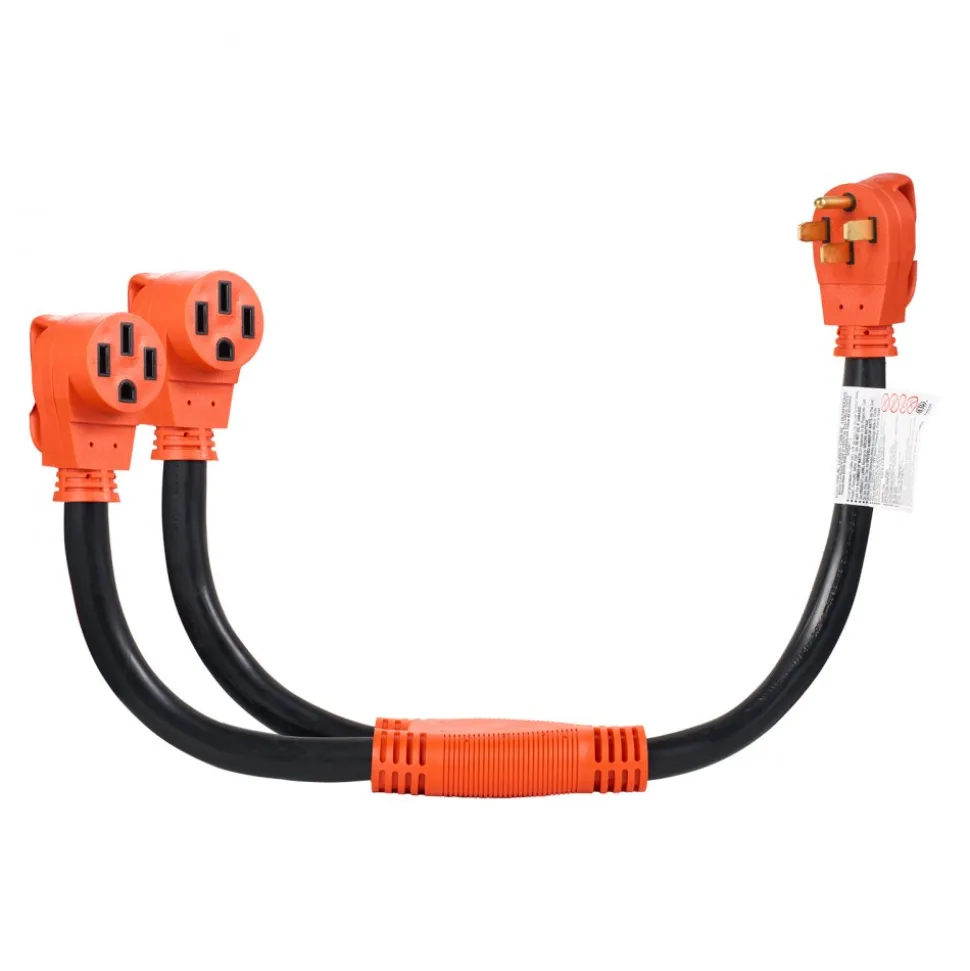 VEVOR Y Splitter Adapter Cord, 50 Amp NEMA 14-50, 4 Prong 240V Splitter for RV and EV, NEMA 14-50P to Dual 14-50R Outlets with Grip Handle, Heavy Duty 6/3+8/1 STW Wire, Outdoor RV Power Extension Cord