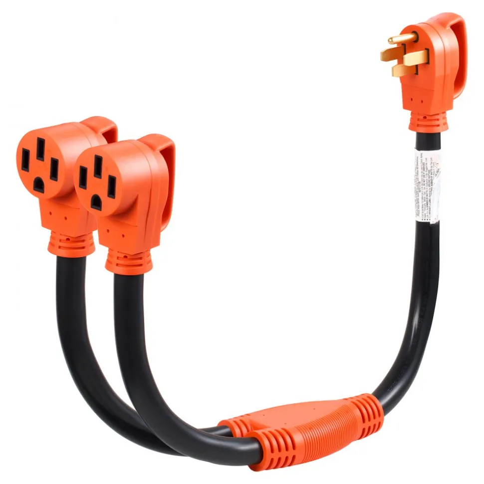VEVOR Y Splitter Adapter Cord, 50 Amp NEMA 14-50, 4 Prong 240V Splitter for RV and EV, NEMA 14-50P to Dual 14-50R Outlets with Grip Handle, Heavy Duty 6/3+8/1 STW Wire, Outdoor RV Power Extension Cord