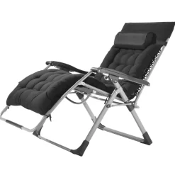 VEVOR Zero Gravity Chair, 33 inch Zero Gravity Recliner Lounge Chair for Indoor and Outdoor, Adjustable Anti Gravity Chair with Cushion, Headrest, Footrest, and Cupholder, 500 lbs, Black