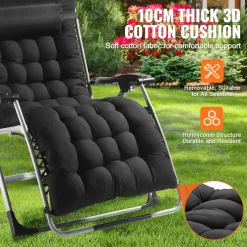 VEVOR Zero Gravity Chair, 33 inch Zero Gravity Recliner Lounge Chair for Indoor and Outdoor, Adjustable Anti Gravity Chair with Cushion, Headrest, Footrest, and Cupholder, 500 lbs, Black