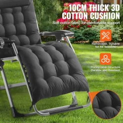 VEVOR Zero Gravity Chair, 26 inch Zero Gravity Recliner Lounge Chair for Indoor and Outdoor, Adjustable Anti Gravity Chair with Cushion, Headrest, Footrest, and Cupholder, 500 lbs, Black