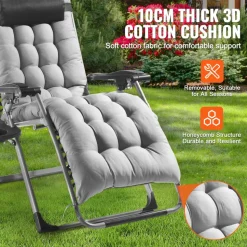 VEVOR Zero Gravity Chair, 26 inch Zero Gravity Recliner Lounge Chair for Indoor and Outdoor, Adjustable Anti Gravity Chair with Cushion, Headrest, Footrest, and Cupholder, 500 lbs, Gray