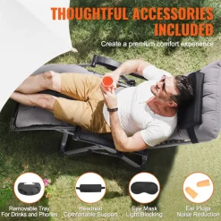 VEVOR Zero Gravity Chair, 26 inch Zero Gravity Recliner Lounge Chair for Indoor and Outdoor, Adjustable Anti Gravity Chair with Cushion, Headrest, Footrest, and Cupholder, 500 lbs, Gray