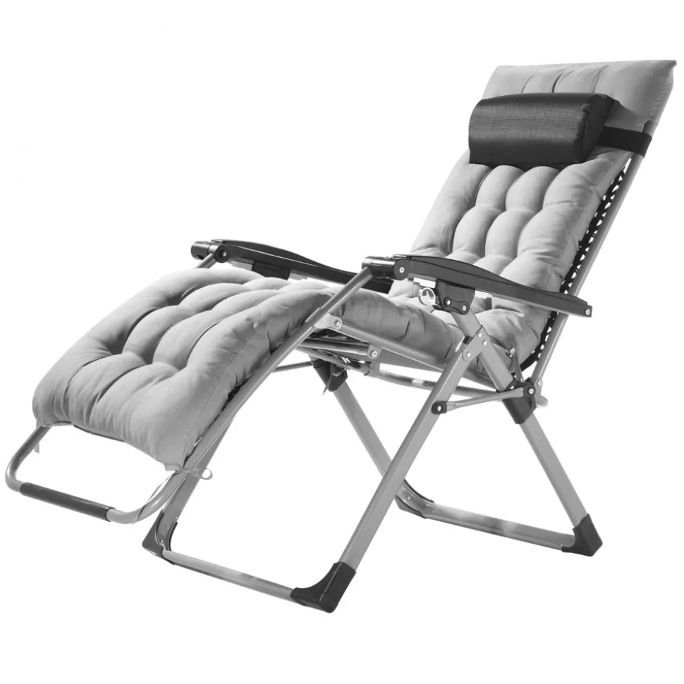 VEVOR Zero Gravity Chair, 26 inch Zero Gravity Recliner Lounge Chair for Indoor and Outdoor, Adjustable Anti Gravity Chair with Cushion, Headrest, Footrest, and Cupholder, 500 lbs, Gray