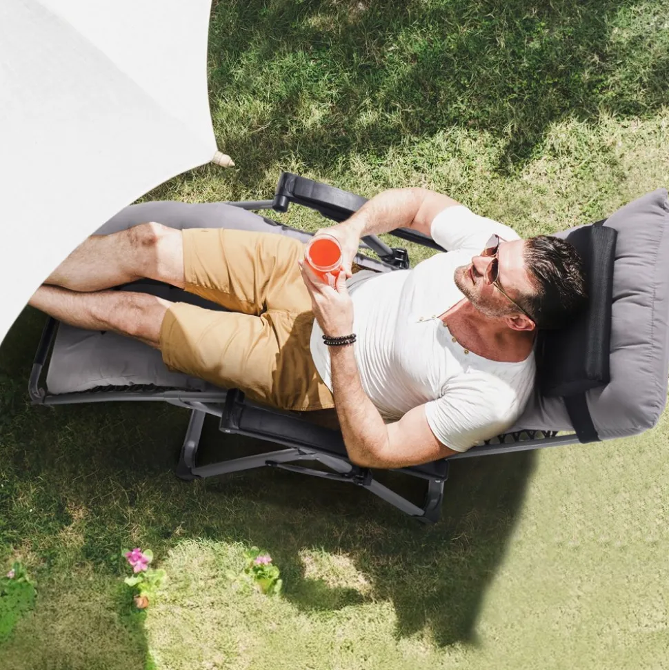 VEVOR Zero Gravity Chair, 26 inch Zero Gravity Recliner Lounge Chair for Indoor and Outdoor, Adjustable Anti Gravity Chair with Cushion, Headrest, Footrest, and Cupholder, 500 lbs, Gray