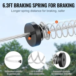 VEVOR Zipline Kit for Kids and Adult, 120 ft Zip Line Kits Up to 500 lb, Backyard Outdoor Quick Setup Zipline, Playground Entertainment with Stainless Steel Zipline, Spring Brake, Safety Harness, Seat