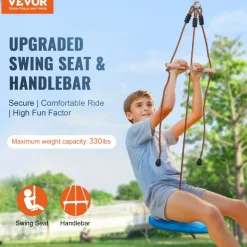 VEVOR Zipline Kit for Kids and Adult, 52 ft Zip Line Kits Up to 500 lb, Backyard Outdoor Quick Setup Zipline, Playground Entertainment with Zipline, Nylon Safety Harness, Seat, and Handlebar