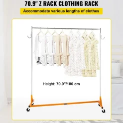 VEVOR Z Rack, Industrial Grade Z Base Garment Rack, Rolling Z Garment Rack, Sturdy Steel Z Base Clothing Rack with Lockable Casters for Home Garment Store Display Commercial Use Oran