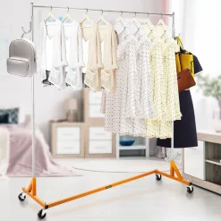 VEVOR Z Rack, Industrial Grade Z Base Garment Rack, Rolling Z Garment Rack, Sturdy Steel Z Base Clothing Rack with Lockable Casters for Home Garment Store Display Commercial Use Oran