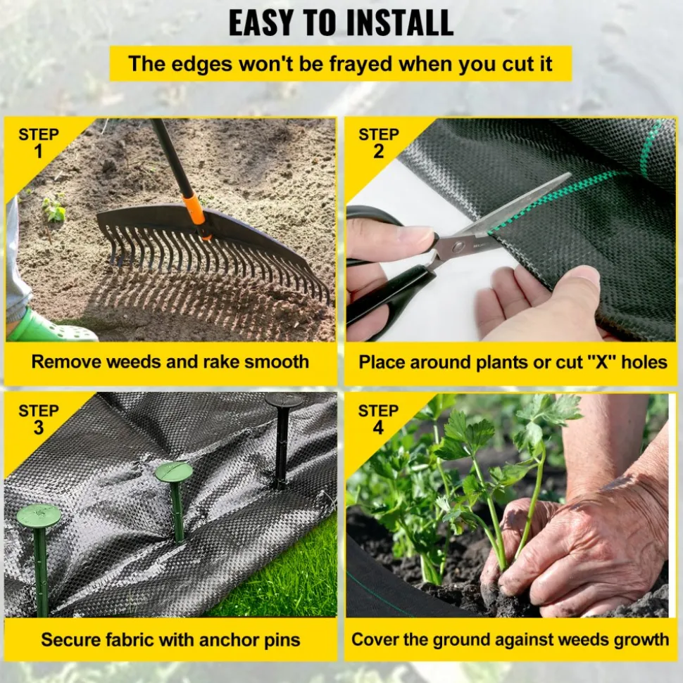 20 year 6x300 ft Heavy Duty PP Woven Weed Barrier Landscape Ground Cover 3.2Oz