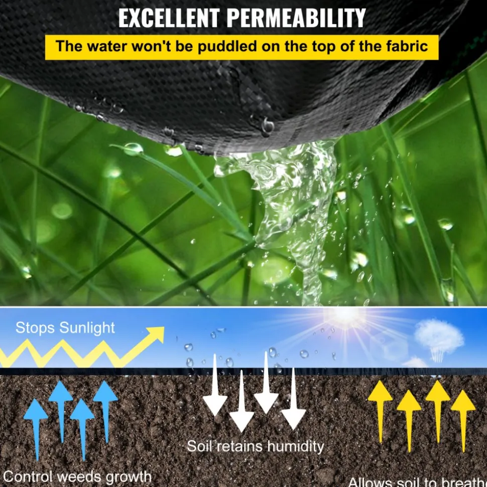 20 year 6x300 ft Heavy Duty PP Woven Weed Barrier Landscape Ground Cover 3.2Oz